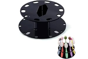 Yoseng 360°Rotation Brush Holder,Storage Caddy,10 Holes Acrylic Brush Organizer, Makeup Brush Drying Rack for Oval Ink Blending Brushes(Black)