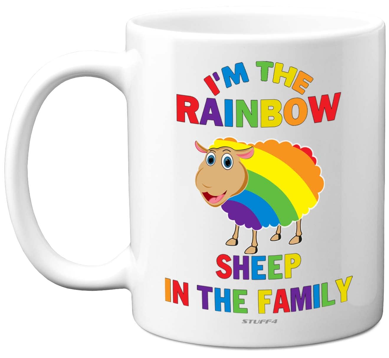 Stuff4 LGBT Gifts Novelty Mug - Rainbow Sheep - Cheeky Gay Pride Birthday Presents for Him or Her, Funny Gay Pride LGBT Gifts 11oz Ceramic Premium Dishwasher Safe Mugs