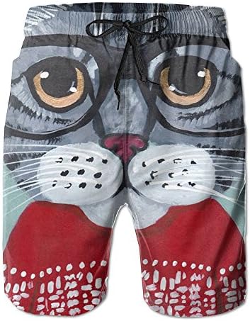 KUXUANO Christmas Cat Quick Dry Swim Trunk Men Polo Boardshort Swimming Water Short