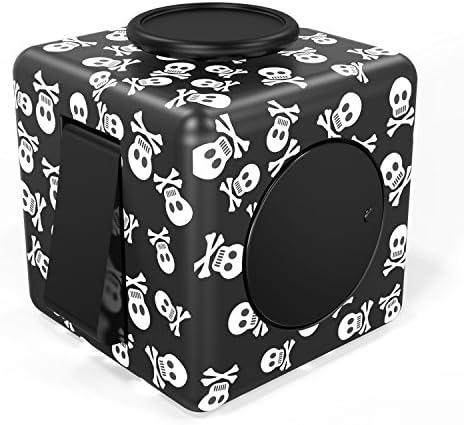 FIDPRO Fidget Cube, Silent Dice Toy - Click, Flip, Glide, Spin, Rub &amp; Roll, Ultimate Hexagon with Quiet Clicker for Increased Focus &amp; Attention and Stress &amp; Anxiety Relief [SKULL]