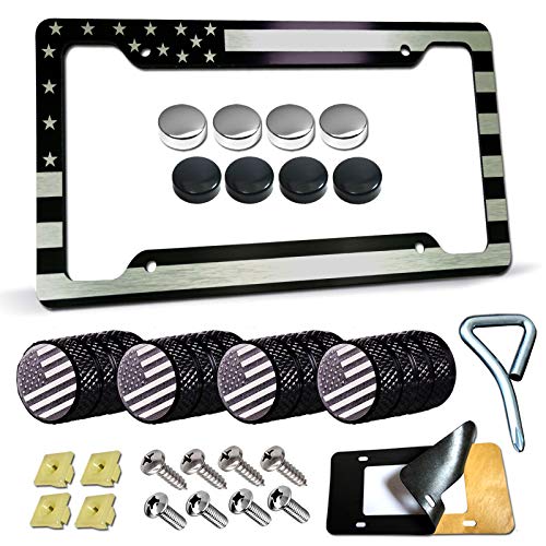 2pack American Flag License Plate Frame Holder- USA Patriotic Silicone Black Tag - Foto 10