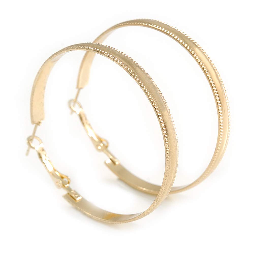 50mm D/Wide Polished Hoop Earrings/Gold Tone