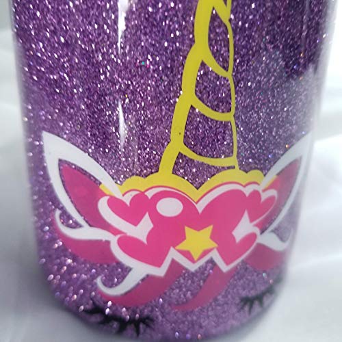 Stainless Steel Travel Mug Glitter Mason Jar - Unicorn - Gift