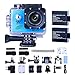 Sports Camera Sport Video 4K WIFI Action Cam 16 MP Underwater Camcorder HD 1080P and 2 Batteries 170° Wide-Angle Blue