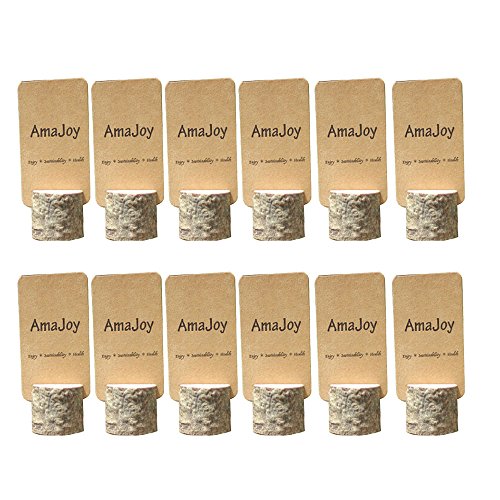 Amajoy 12 Pack Vintage Wedding Wooden Place Card Holders With 12 Pcs Kraft Place Cards Table Number Stands For Home Party Decoration Birthday Party Business Party Decor (759974006722)