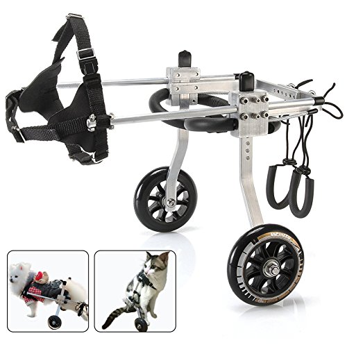 ANMAS POWER Dog Wheelchair Dog Mobility Harness,Rear Support Wheelchair, Hind Legs Rehabilitation Aluminium Material 2 Wheels (S)