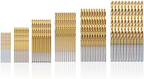 Wazaza 60PCS HSS Shank Drill Bit Set Tools Titanium for Wood Plastic and Aluminum Copper Steel