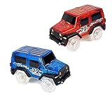 New Ideas Car Tracks,Light Up Replacement Toy Car (2-Pack) Glow in The Dark Racing Track Compatible with Most Tracks,Boys and Girls (red + Blue)
