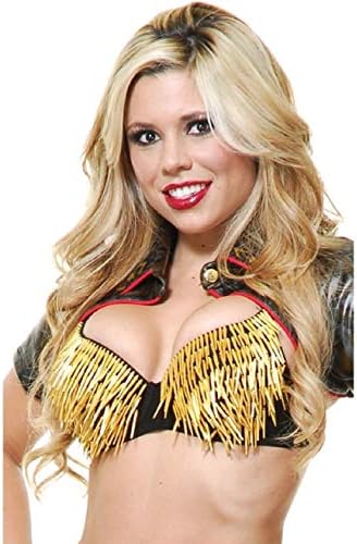 Womens Gold Spiked Studded Dominatrix Biker Bra Costume Accessory