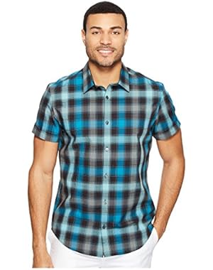 Calvin Klein Mens Short Sleeve Shadow Plaid Shirt
