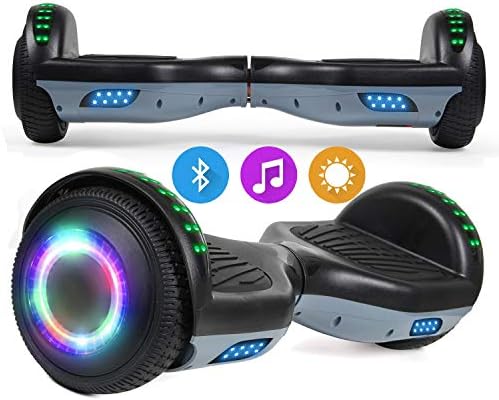 SISGAD Hoverboard, Gyropode électrique 6,5 Pouces Hoverboard Hover Scooter Board avec Musique Bluetooth, lumières LED et Moteur Puissant pour Enfants et Adolescents