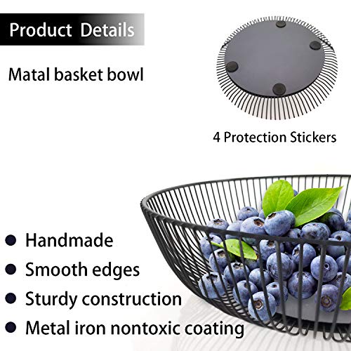 Teetookea Metal Wire Fruit Basket, Creative Minimalist Housewares Metal Iron Fruit Storage Bowls holder for Kitchen Counter, Home Decor, Table Centerpiece Decorative (Hemisphere)