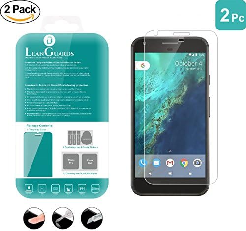 Leanguards 2 Pack Google Pixel XL Tempered Glass Screen Protector Film Bubble Free Anti-Fingerprint made from Japan Asahi Glass Ultra Thin 0.3mm 9H Hardness and Rounded edges 5.5 Inch
