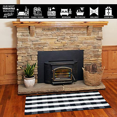 Black and White Checkered Rug 3'x5', Buffalo Plaid Farmhouse Decor Rug