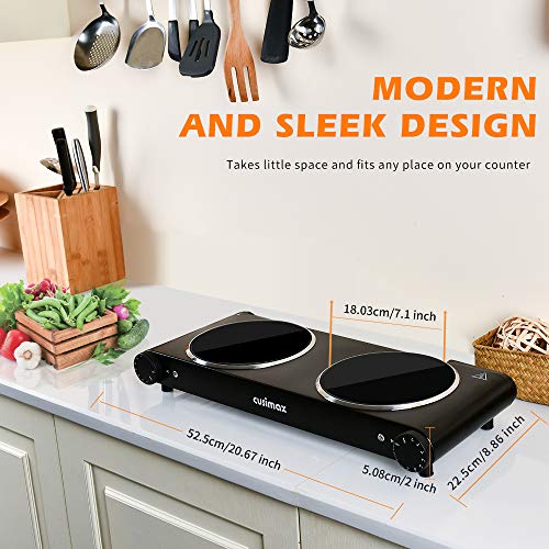 CUSIMAX 1800W Ceramic Hot Plate, Portable Infrared Burner, 7 Inch Glass