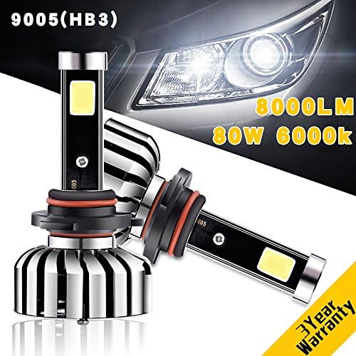 9005(HB3) 6000K 8000 Lumens LED Headlight Bulbs Conversion Kit ,Leakind N7 Series Plug and Play Crystal Clear Cool White Lamp, 80W,3 Year Warranty