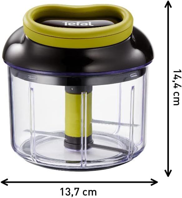 K13212 5-Sekunden-Zerkleinerer ohne Strom, 900ml, Universalzerkleinerer für Gemüse, Obst, Nüsse, Knoblauch, Babynahrung inkl. zusätzlichem Ice-Crusher, Schwarz/Grün/Transparent