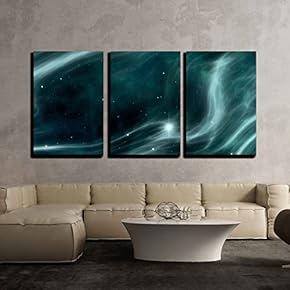 3 Piece Canvas Wall Art - an Image of a Plasma Nebula Background - Modern Home Art Stretched and Framed Ready to Hang - 16"x24"x3 Panels