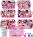 HOME4 LOL BPA Free Stackable Storage Container, Organizer Carrying Display Case, 6 Layers 60 Adjustable Compartments, Perfect for Small Toys, Dolls Not Included, Bonus Sticker (Pink Glitter Large)