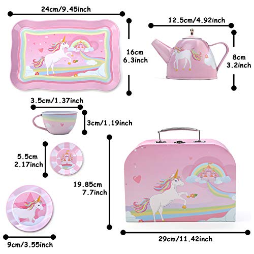 BEIAOSU Zin Teeservice Set Teeset mit Koffer für Kinder Kaffeeservice Kinderküche Rollenspiele Geschirr aus Zinn 24… – Bild 3