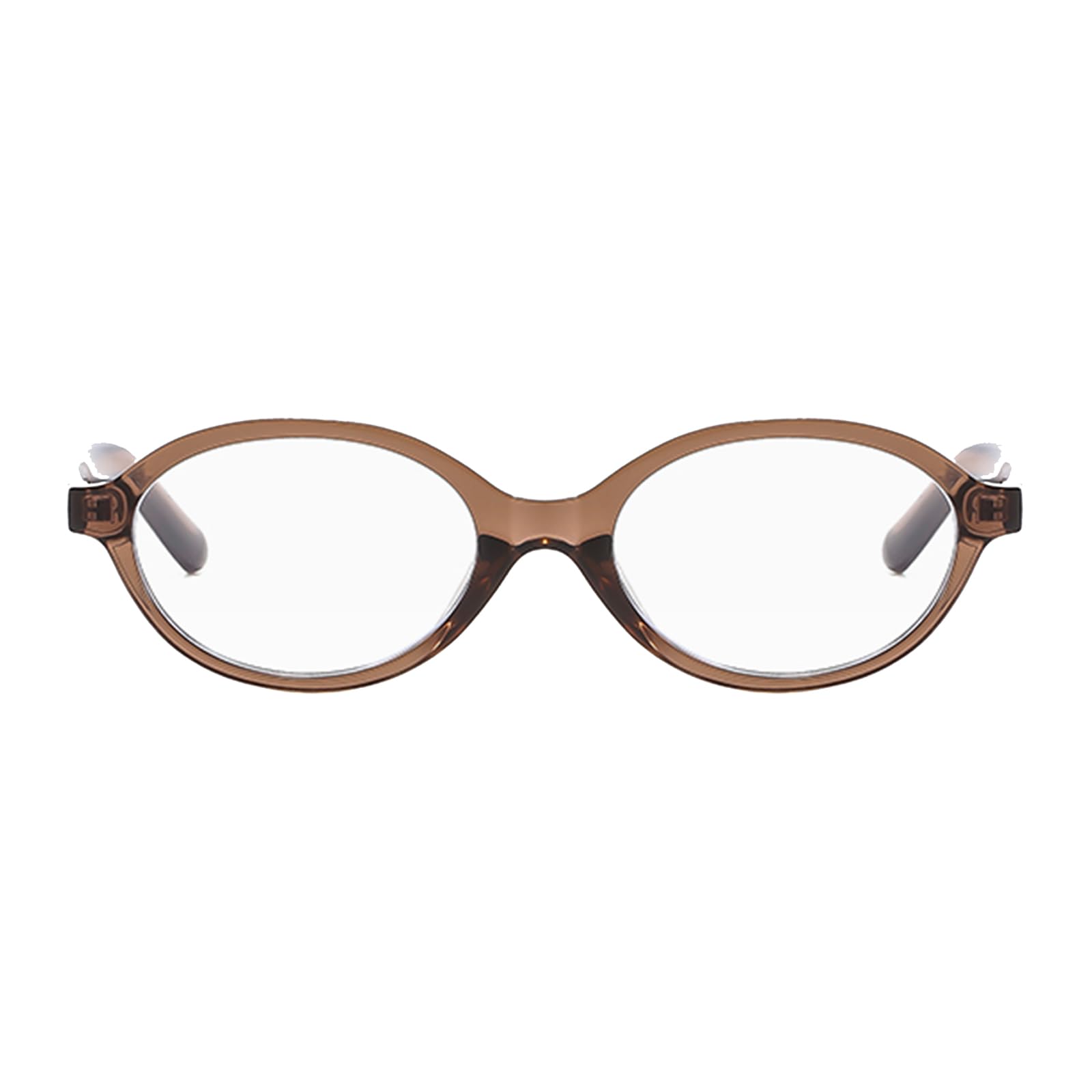 YAMEIZE Small Oval Blue Light Blocking Glasses for Women Men,Retro Anti Blue Light Eyeglasses Computer Gaming Glasses (Brown Clear)