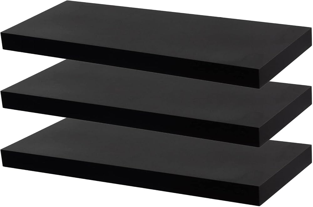 Harbour Housewares 60cm Floating Wall Shelf Set of 3 Black