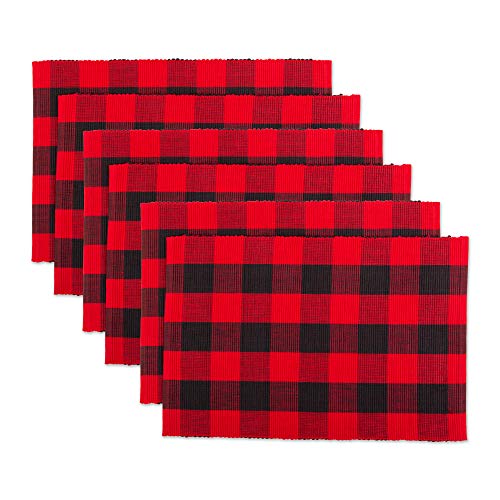 DII CAMZ11212 100% Cotton, Machine Washable, Everyday Buffalo Check
Placemat for Dinner Parties & Holidays Red and Black