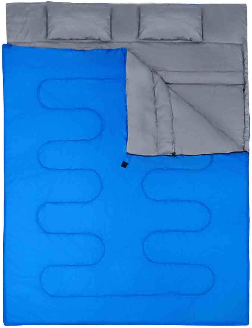 Goplus Sacco A Pelo Doppio Con 2 Cuscini Sacco A Pelo Matrimoniale Separabile Da Campeggio 2x150cm Sacchi A Pelo Sport E Tempo Libero