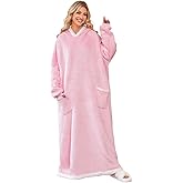 MiniInTheBox 5FT Oversized Wearable Blanket Hoodie Flannel Sherpa Fleece Warm Cozy Christmas Wrap Throw Gifts for Adult