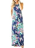 Dearlovers Women Sleeveless Floral Long Maxi Casual Dress X-Large Size Navy