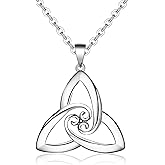 Sterling Silver Celtic Pendant Necklace Fashion Love Knot Cross Triangle White Gold Plated Hypoallergenic Vintage Jewelry with Chain Charms Birthday Gifts for Women