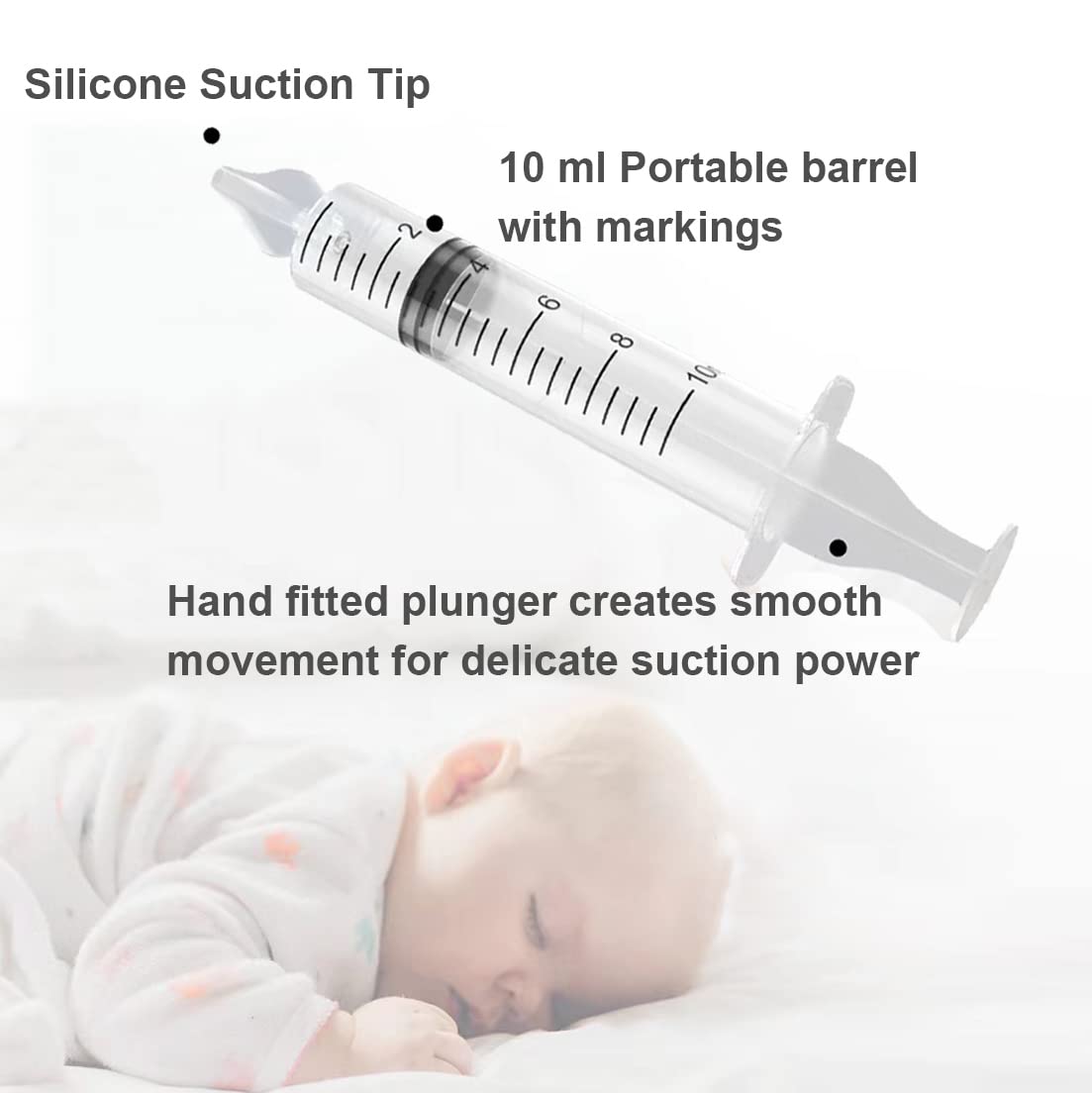 PandaEar Baby Nasal Irrigator with Portable Box, Professional Baby Nasal Irrigator with Tweezers & Cleaning Brush for Newborn Infants Kids Children, High Quality and Clean Silicone Nasal Tips, 4pcs