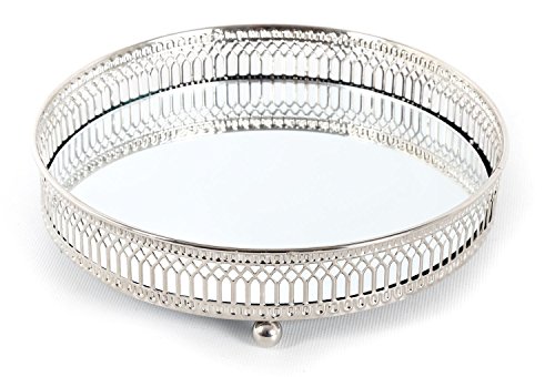 Mirror-Glass-Metal-Antique-Decorative-Silver-Candle-Plate-Display-Tray