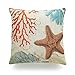 Hofdeco Decorative Throw Pillow Cover HEAVY WEIGHT Cotton Linen Vintage Caribbean Sea Life Starfish Crab Coral 18