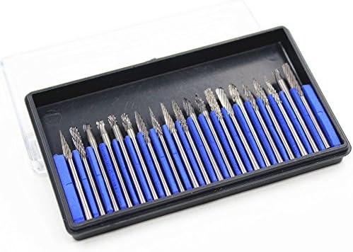 20in1 Tungsten Carbide Rotary Burr bits set 3mm Shank for Rotary tool DIY Metal/Woodworking/Carving/Engraving