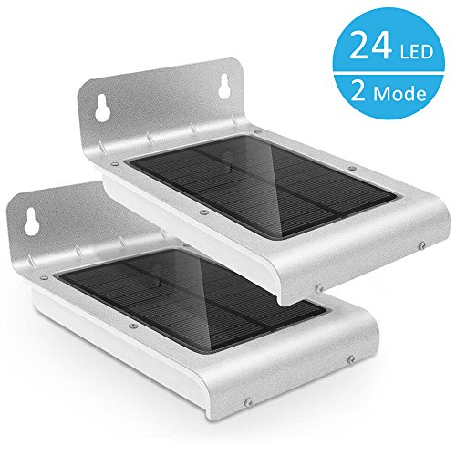 Dolucky Solar Motion Sensor Light Outdoor 24 Leds Super Bright Wall Light for Patio Deck Garden Path Silver 2 