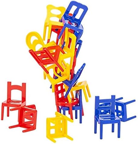SRENTA 2" Chairs Tower Balancing Game, Children Stack up Chairs Toy, Desk Play Game Toys for Kids Children Boy Girl Adults, Pack of 2