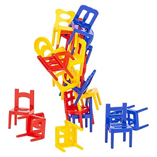 SRENTA 2" Chairs Tower Balancing Game, Children Stack up Chairs Toy, Desk Play Game Toys for Kids Children Boy Girl Adults, Pack of 2