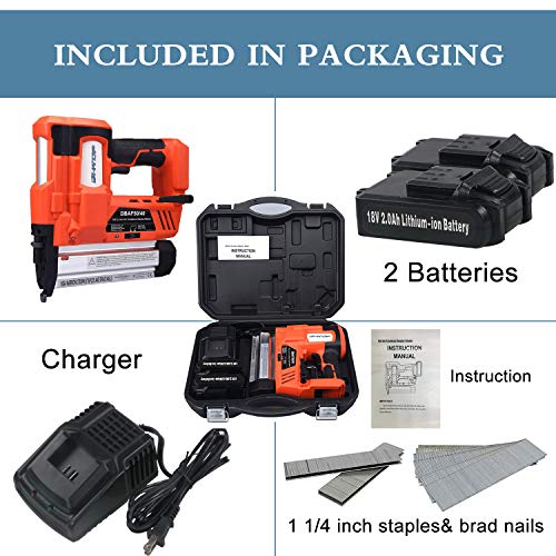 BHTOP Cordless Nailer & Stapler 2 in 1 18Ga Heavy Tool with 18Volt 2Ah