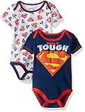 Warner Brothers Baby Boys' Superman 2 Pack Bodysuit Layette Set, Blue, 0-3 Months