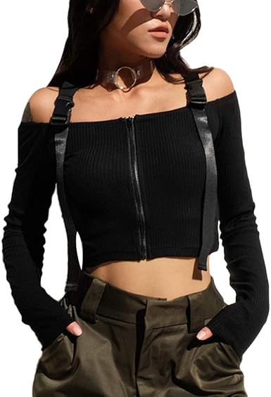 cold shoulder zipper top