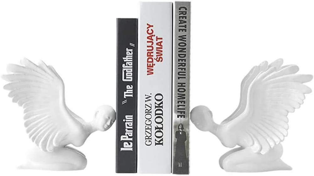 Bookend,White Angel Creative Ceramic Desk Stand Student Child Book Ends Holder Home Decoration Office School Supplies Stationery Gifts