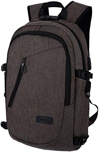 Multipurpose Laptop Backpack for adults and teenager - Student, Traveller and Business people with antitheft, waterproof polyester and USB Charging Port. Lightweight, Cheap but Fancy, Unisex. (Brown)