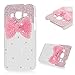 Galaxy Core Prime Case,Samsung G360 Case - Mavis's Diary 3D Handmade Bling Crystal Lovely Cute Pink Bow with Shiny Sparkle Diamonds Gems Clear Cover Hard PC Case for Samsung Galaxy Core Prime SM-G360F