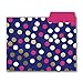 Graphique Navy Dot File Folders Set Includes 9 Folders and 3 Unique Dot Designs, Durable Triple-Scored Coated Cardstock, 11.75