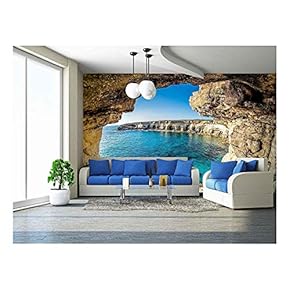 Sea Caves Near Ayia Napa, Cyprus. - Removable Wall Mural | Self-Adhesive Large Wallpaper - 66x96 inches