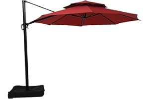Garden Winds Replacement Canopy Top Cover for the Lowe's Offset YJAF-819R Umbrella - RipLock 350 - Cinnabar