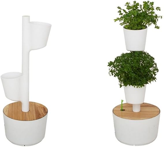 Kit Huerto urbano vertical con autorriego digital, blanco, 2 ...