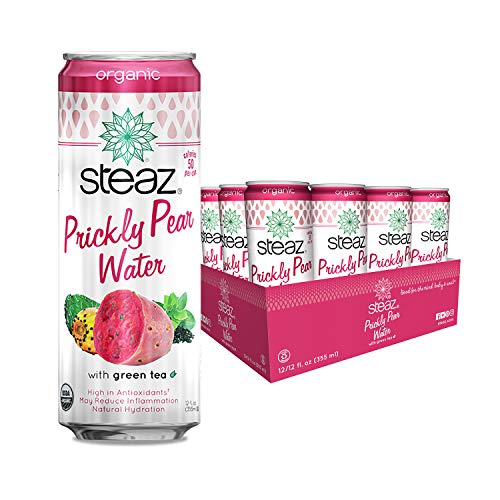Steaz Prickly Pear Water, Green Tea, 12 OZ (Pear Water with Green Tea)
