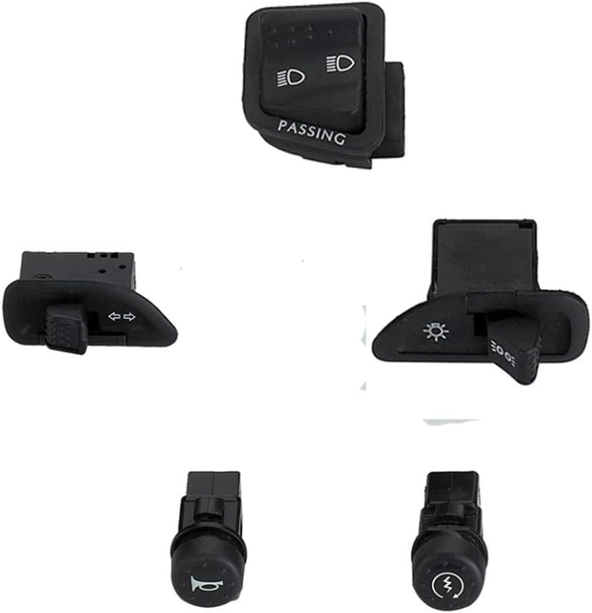 Zhusha 7/8" 22mm Left Brake Levels Push Button Assembly Beep Sound High Low Beam Electric Start-up Switches